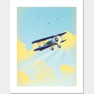 Vintage American Bi plane Posters and Art